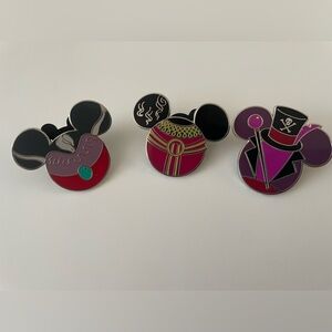 Disney Villains Enamel Pin Trio - Black, Red, Purple